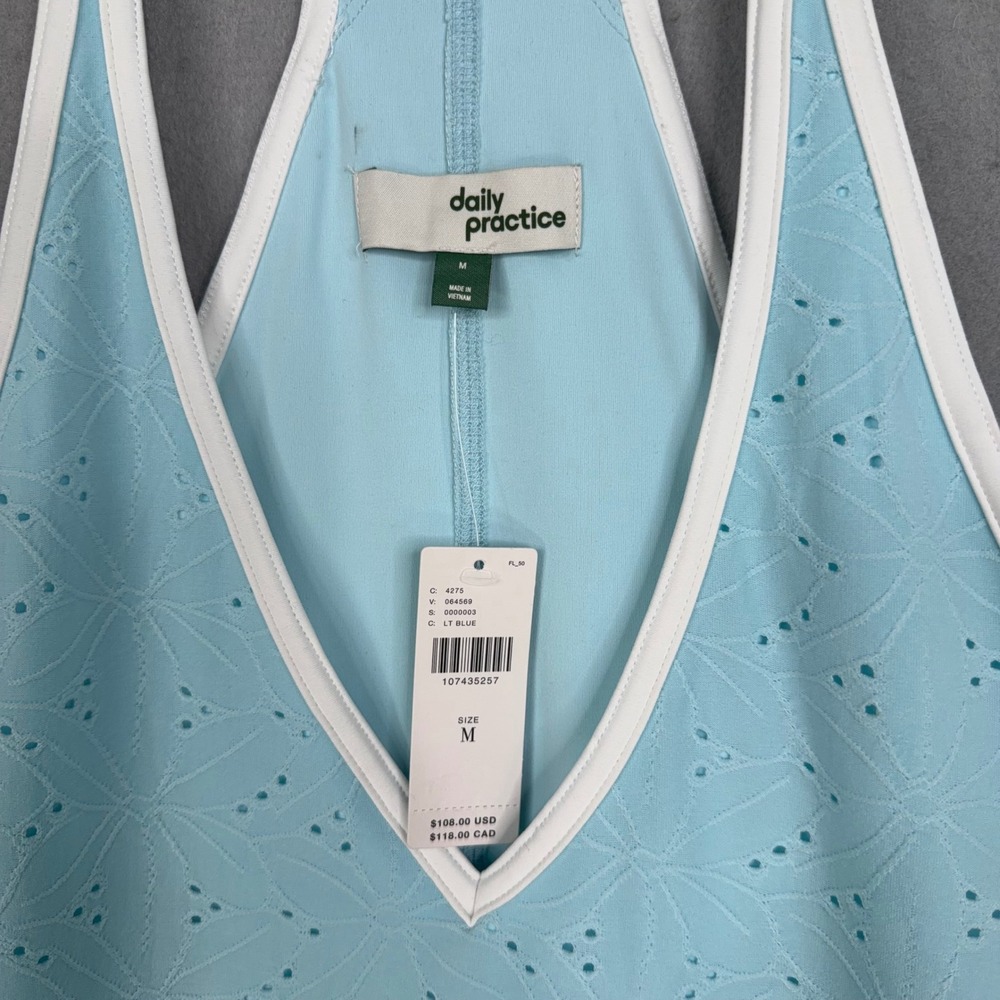 Daily Practice Dress Womens Medium Light Blue Eyelet Active Tennis Athleisure - Picture 4 of 11